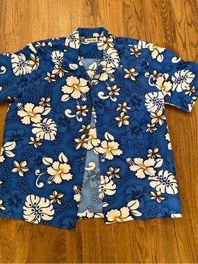 Mens Koko Head Blue Hawaiian Floral Shirt - size XL